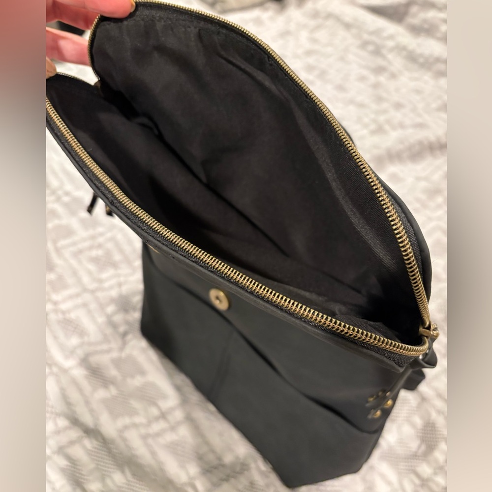 Black Faux Leather/Suede NWT Small Zip Backpack with Pockets, by T-Shirt & Jeans - Picture 6 of 6
